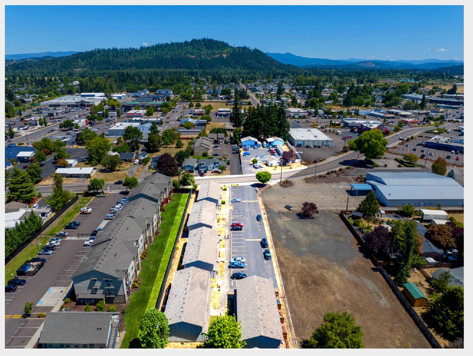 Aerial view of Second Street Residences in Lebanon, Oregon